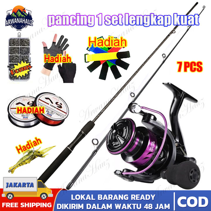 Pancingan 1 Set Lengkap Pancing Dan Memancing Set 1.8M 2.1M Pemintalan Memancing Rod Dengan 5.0:1 Rasio Gear 12 + 1BB Pemintalan Memancing Pening Combo Set Telescopic Carbon Fiber Fishing Rod Set Untuk Carp Bass/pancing 1 set lengkap kuat