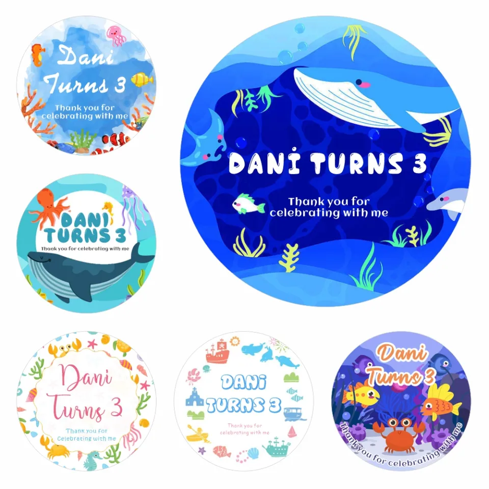 100 PCS Personalised Ocean Sticker Custom Birthday Sticker - Birthday Party  Sticker Goodie Bag Labels Children Stickers, 3cm-8cm, Cheap and Fast  Printing, 1 Day Ready！