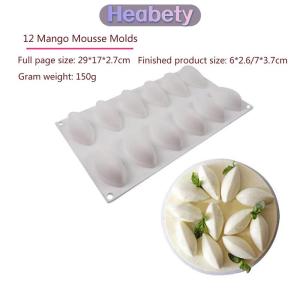 Heabety 12 khoang Silicone bánh fondant khuôn hình thức quenelle hình khuôn Mousse bánh công cụ