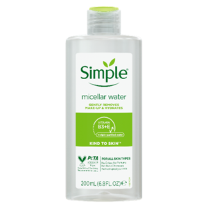 Simple Kind to Skin Cleansing Water 90% Hydration Boost Micellar Facial Cleanser And Makeup Remover (200ml)
