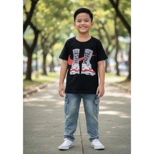 LoveandLullabies 3in1 KIDS OOTD TERNO DENIM PANTS 2 T-SHIRTS 1 SHORTS - 3PCS 1-7YO