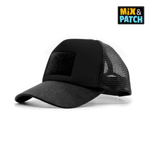 Velcro Curved Bill Trucker Hat - Black