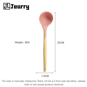 Jearry Thìa Gỗ Xử lý Thép Túi chịu nhiệt Thực phẩm Lớp Silicone Dụng cụ nhà bếp