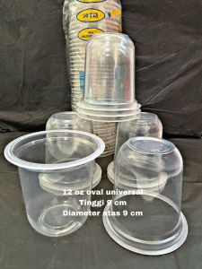 GELAS PLASTIK OVAL 12 14 OZ 16 OZ 18 OZ 22 OZ ISI 50 PCS UNIVERSAL