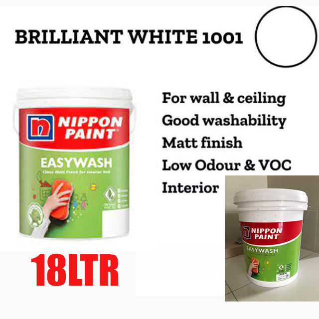 Nippon Paint Easywash Brilliant White 18 Litre 1001 Easy Wash Lazada