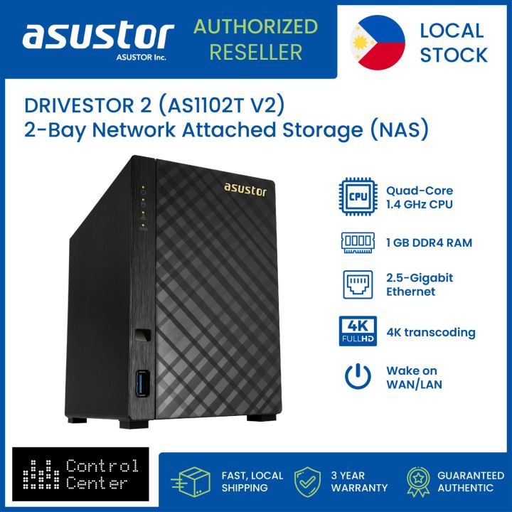 ASUSTOR Drivestor 2 AS1102T 2 Bay Home Office NAS Storage with 2.5