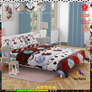 Sprei katun motif round brown aesthetic anti geser king size