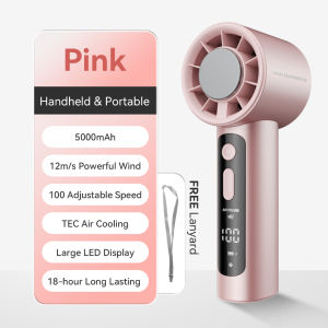 Mini Portable Jet Handheld Fan: 5-Gear Strong Wind USB-Rechargeable for Summer Camping Compact Turb