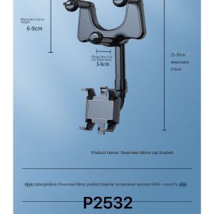 360° Car Rearview Mirror for Car Mount Phone and GPS Holder Rotating Adjustable Telescopic Phone Stand P2532 P2533