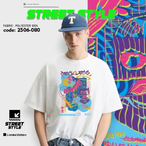 STREET STYLE เสื้อ เสื้อยืดแฟชั่น เสื้อคอกลม แขนสั้น เสื้อพิมพ์ลายการ์ตูนน่ารัก ผ้าโพลีเอสเตอร์ มี 6 ไซส์ (2506-080)