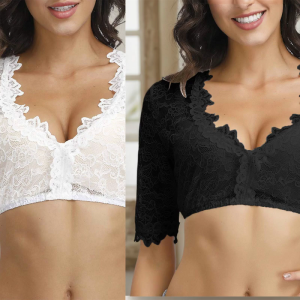 Authentic German Dirndl Blouse Beer Garden Blouse Lace Short Sleeve Crop Tops Traditional Bavarian Oktoberfest Blouse