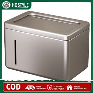 【NEW】 Square Wall Mounted Storage Box with Lid Wall Mounted Toilet Paper Holder Aluminum Alloy Toilet Tissue Box for Washroom