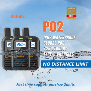 COD OKARADIO P02 Walkie Talkies Handheld Global Unlimited Range with Free SIM Card Long Range Two Way Radio IP67 Waterproof AI Noise Cancellation for Logistics