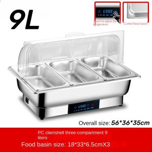 Commercial 13L Multifunctional stainless steel electric food warmer heater display hotel buffet chafing dish food warmer electric sealing cover