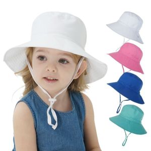 MIIQNUS Mềm Dễ thương Phụ kiện cho bé Chống tia cực tím Thoáng khí Bọc tai cổ Mũ nón Mũ đi biển cho bé Mũ chống nắng mùa hè cho bé Sơ sinh Xô Hat Mũ trẻ sơ sinh