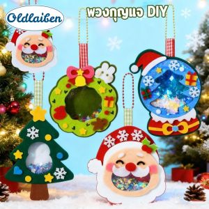 Oldlaiben พร้อมส่ง ของเล่นโยกคริสต์มาส DIY เครื่องประดับ ของขวัญคริสต์มาส ดีไซน์ซานตาคลอสและต้นคริสต์มาส