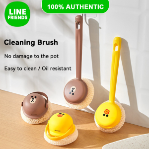 100% Authentic Line Friends Cleaning Brush Hands-Free Kitchen Pan Pot Bowl Dinnerware Brushes Cleaning Pot Wok Bowl Hard & Soft Bristle Brush Birthday Gift LFB387