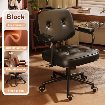 Small Ergonomic Office Chair Study Chair Bedroom Leather Chair with Backrest Coffee Chair Home Girls Bedroom Makeup Chair