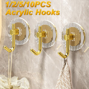 Strong Wall Hook Self Adhesive Hooks Sticky Door Wall Hangers Hooks Acrylic Gold Hooks For Home Bathroom