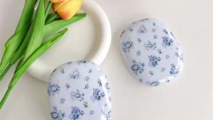 Case for AirPods Max(USB-C/Lightning)(2024/2020) HeadphoneBlue Flower Pattern Anti-Drop Full-Protection CoverHeadset Shell for Boys Girls