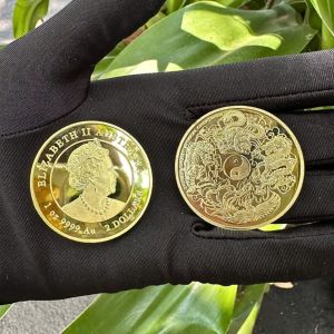 < HOT > Xu Lưu Niệm Tứ Linh Mạ Vàng - Phong Thủy - Đường Kính 4cm - Quà Tặng Sang Trọng - Quà Tặng Tâm Linh - SP008476