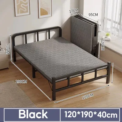 Metal 100/120CM Black/White Foldable Portable Bedroom Folding Single / Single Bed Frame /Folding Bed Compact Folding Bed/Mattress
