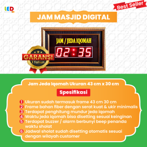 Jam Jeda Iqomah Ukuran 43 cm x 30 cm