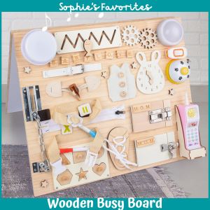 Busy Board Montessori Wooden Busy Board with White Board for Toddlers for Kids