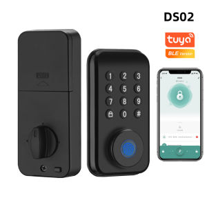 RAYKUBE DS02 Tuya Smart Fingerprint Deadbolt Lock with Latch/Door Sensor Auto Lock Key/Password/ Tuya Smartlife APP Unlock
