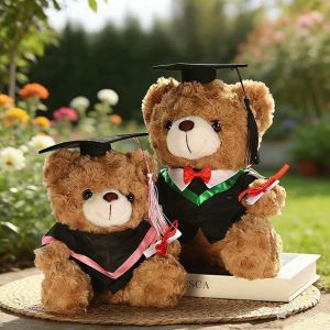 LUZMAR Graduation Dr.Bear Plushie Toy 23cm Cute Design Graduation Gift Soft Stuffed Animal Dolls Students Gift