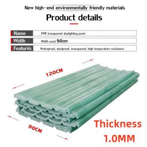 FRP Fiber Glass Sheet Clear Transparent Daylighting Board Sunlit Roof Panel Greenhouse Ceiling Sunshade Rain Shield Plastic Roofing Durable Awning Roof Cover Rainproof UV-Protected Corrugated Panel for Patio Carport Balcony