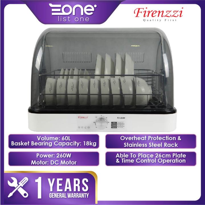 Firenzzi 60L Dish Dryer with UV Light FD288V Auto Off Protection