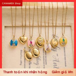 CS Thép không gỉ có thể mở ra hình bầu dục Trái Tim Khung ảnh mặt dây chuyền vòng cổ cho phụ nữ cổ điển thời trang quà tặng đồ trang sức