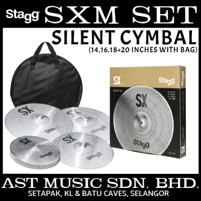 Stagg SXM SET Silent Cymbal Set – 14″/16″/18″/20″ with Gig Bag