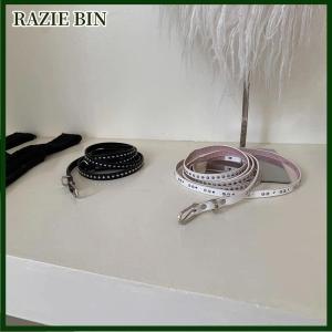 RAZIE BIN Y2K Punk Leather Double Thin Belt Women Men PU Black White Waist Strap Trendy Waistband Jeans Skirt Decoration