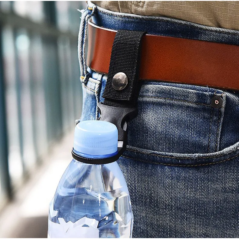 Outdoor Military Nylon Webbing Buckle Hook Water Bottle Holder Clip EDC  Climb Carabiner Belt Backpack Hanger Camp