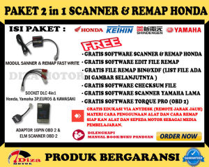 Paket MURAH Alat Scanner Sepeda Motor Honda Fi/Injeksi OBD1 OBD 2 EURO 5 Versi Laptop/PC dan Android Bonus Software & File Remap Ecu Keihin & Shindengen
