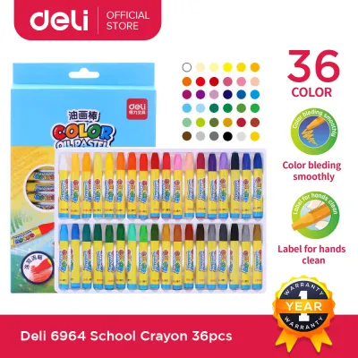 Deli Oil Pastels 12/18/24/36 Colors Art High Quality Oil Pastel Set Excellent Color Non-Toxic Cute Bear Oil Painting Stick Art Supplies For Children 696 6962 6963 6964