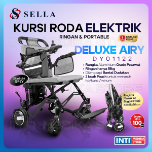 [BARU] SELLA - Kursi Roda Elektrik DELUXE AIRY DY01122 | Travelling Portable Electric Wheelchair DY 01122 | Tenaga Listrik Mudah Dilipat dan Ringan