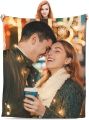 HUGLAZY Custom Blanket with Photos Text Personalized Picture Throw Blankets for Couple Birthday Fathers Mothers Valentines Day Gift. 