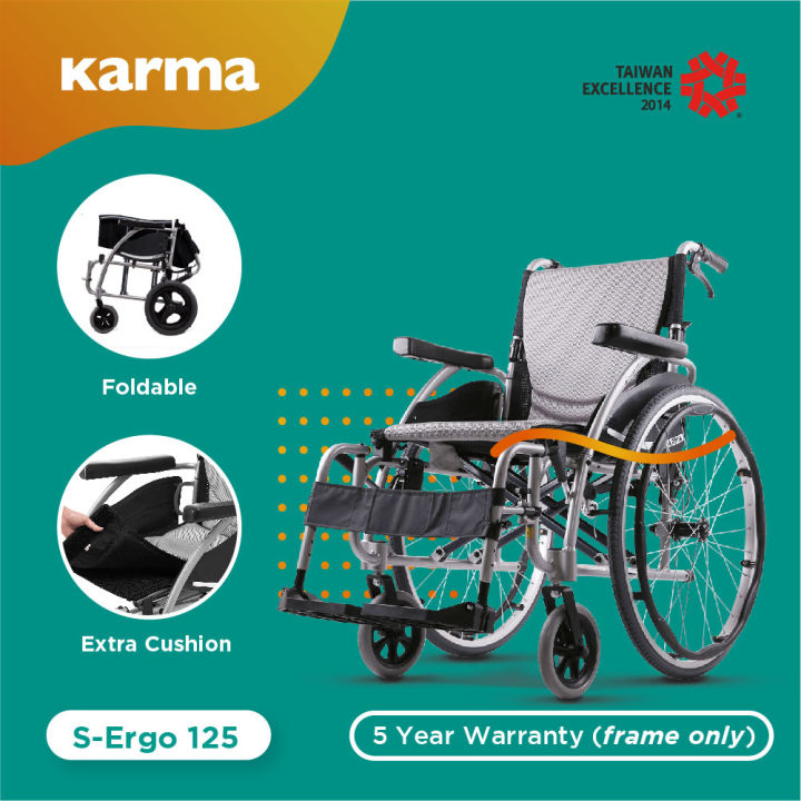 Karma S-Ergo125 Aluminum Lightweight Transport Chair / Wheelchair ...