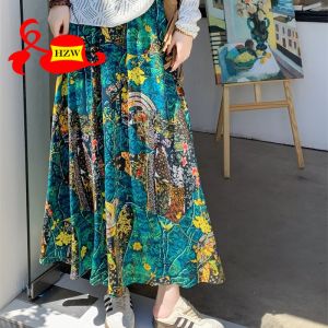 313HZW  Bohemian Holiday Ethnic Style Womens Skirt Elastic Waist Large Swing A- line Skirt Long Skirt