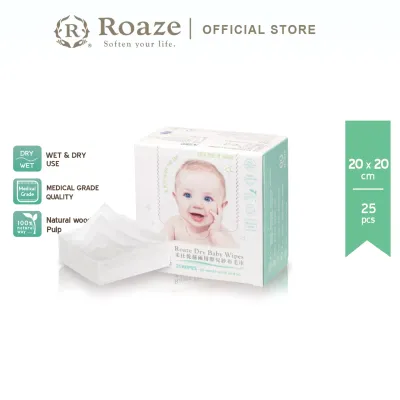 Roaze Dry Baby Wipes (Gentle) 25pcs 20*20cm Medical Grade (dry & wet Use)