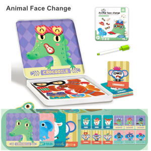 Magnetic Puzzle Book Magnetic Mix and Match Game for Creativity and Motor Skills with Travel Storage Case Learning Educational Montessori Toys for Boys and Girls Over 3 Years Old