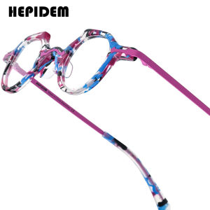 HEPIDEM Acetate Glasses Frame Women Brand Designer Small Retro Round Eyeglasses Spectacles Men Japanese Handmade Vintage Optical Eyewear 9341
