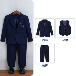 9Sbird 3PCS Children Suit Set Host Piano Walking Show Performance Blazer Luxury Personality Formal Dance Uniform For Boy