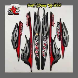 Striping stiker polet motor Yamaha mio 2006 2007 sporty striping api list body standar Fullset kualitas terbaik termurah Barokah Sticker - Merah