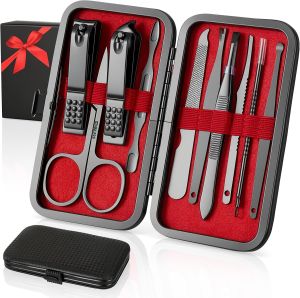 OKOMER Nail Clipper Set - Professional Mani Set 10 PCS Stainless Steel Nail Kit with Travel Case Nail Clippers Set Gift for Men Women