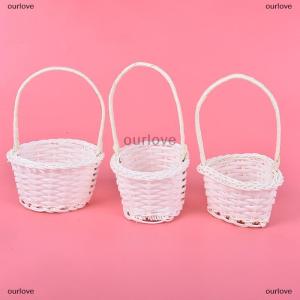 [COD] ourlove 1pcs HAND-woven MINI พลาสติกทอผ้าเก็บผ้าตะกร้าหวายชาปิกนิกถุง