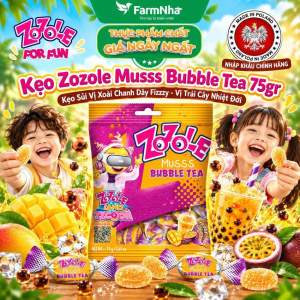 Kẹo Zozole Musss Bubble Tea 75g - Kẹo Sủi Xoài Chanh Dây Fizzzzy vị Trái Cây Nhiệt Đới